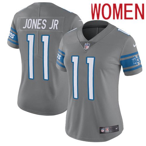 Women Detroit Lions 11 Marvin Jones Jr Nike Grey Rush Vapor Limited NFL Jersey